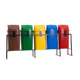 Coletor Seletivo Basculante 60L - 5 Lixeiras com Sup. de Metal Colorido - 2