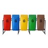 Coletor Seletivo Basculante 60L - 5 Lixeiras com Sup. de Metal Colorido - 1