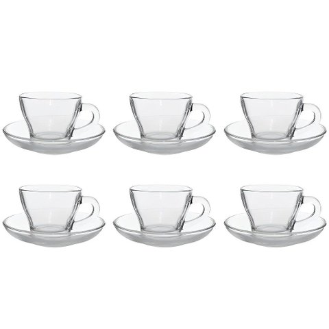 Xicara de Vidro Egipcio Marocco - Conjunto 6 Xicaras e 6 Pires - Chá e Cafe - 90ml