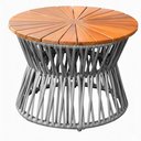Ver imagem 1 de Mesa de Centro Corda Náutica Tampo Madeira Monza em Alumínio Trama Original