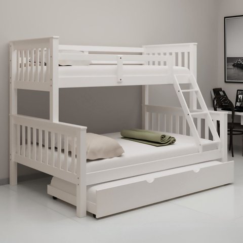 Beliche Woodstore Casal/solteiro D Madeira com Cama Auxiliar Branco