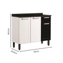Ver imagem 2 de Balcão de Aço Tampo 3 Portas 1 Gaveta Preto Branco Bertolini