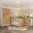 Ver imagem 1 de Quarto de Bebê Completo com Berço Americano 3 em 1 Bombom Multimóveis Mp4622 Branco/madeirado