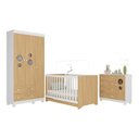 Ver imagem 2 de Quarto de Bebê Completo com Berço Americano 3 em 1 Bombom Multimóveis Mp4622 Branco/madeirado