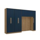 Ver imagem 2 de Guarda Roupa Quarto Modulado Casal Adapt 5 Peças Nogueira/Azul Profundo 349cm - Kappesberg