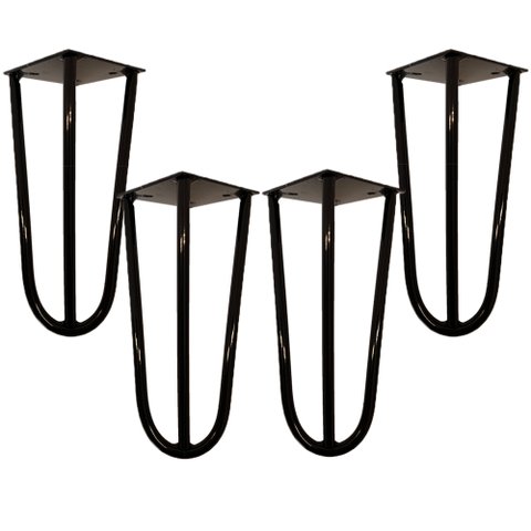Kit 04 Pés de Ferro Aço Hairpin Legs 15 Cm Preto A01 Sofá Móveis Mesa - Inoviza