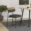 Ver imagem 2 de Kit 2 Cadeiras Mona para Sala Jantar Gourmet em Aço e Couríssimo e Linho-preto-whisky-grafite-edecas