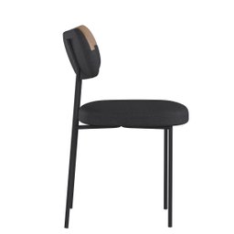 Kit 2 Cadeiras Mona para Sala Jantar Gourmet em Aço e Couríssimo e Linho-preto-whisky-grafite-edecas - 4