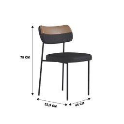 Kit 2 Cadeiras Mona para Sala Jantar Gourmet em Aço e Couríssimo e Linho-preto-whisky-grafite-edecas - 7