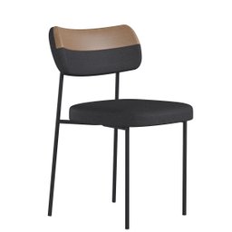 Kit 2 Cadeiras Mona para Sala Jantar Gourmet em Aço e Couríssimo e Linho-preto-whisky-grafite-edecas - 5