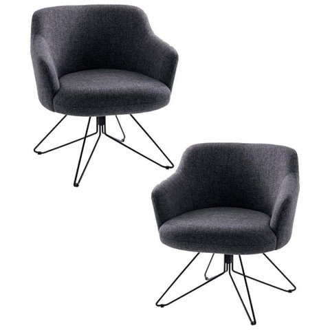 2 Poltronas Base Orby Fixa Jade C-469 Linho Mescla Domi