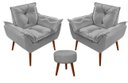 Ver imagem 2 de Kit 02 Poltrona Opala Decorativa Suede + 02 Puff Redondo Decorativo