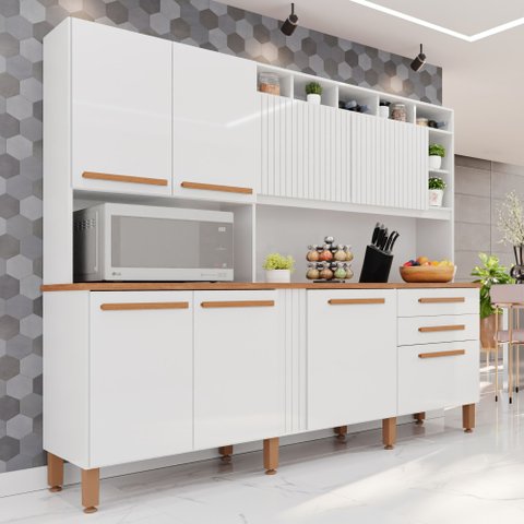 Cozinha Compacta 100% MDF 8 Portas 2 Gavetas Millena Yescasa