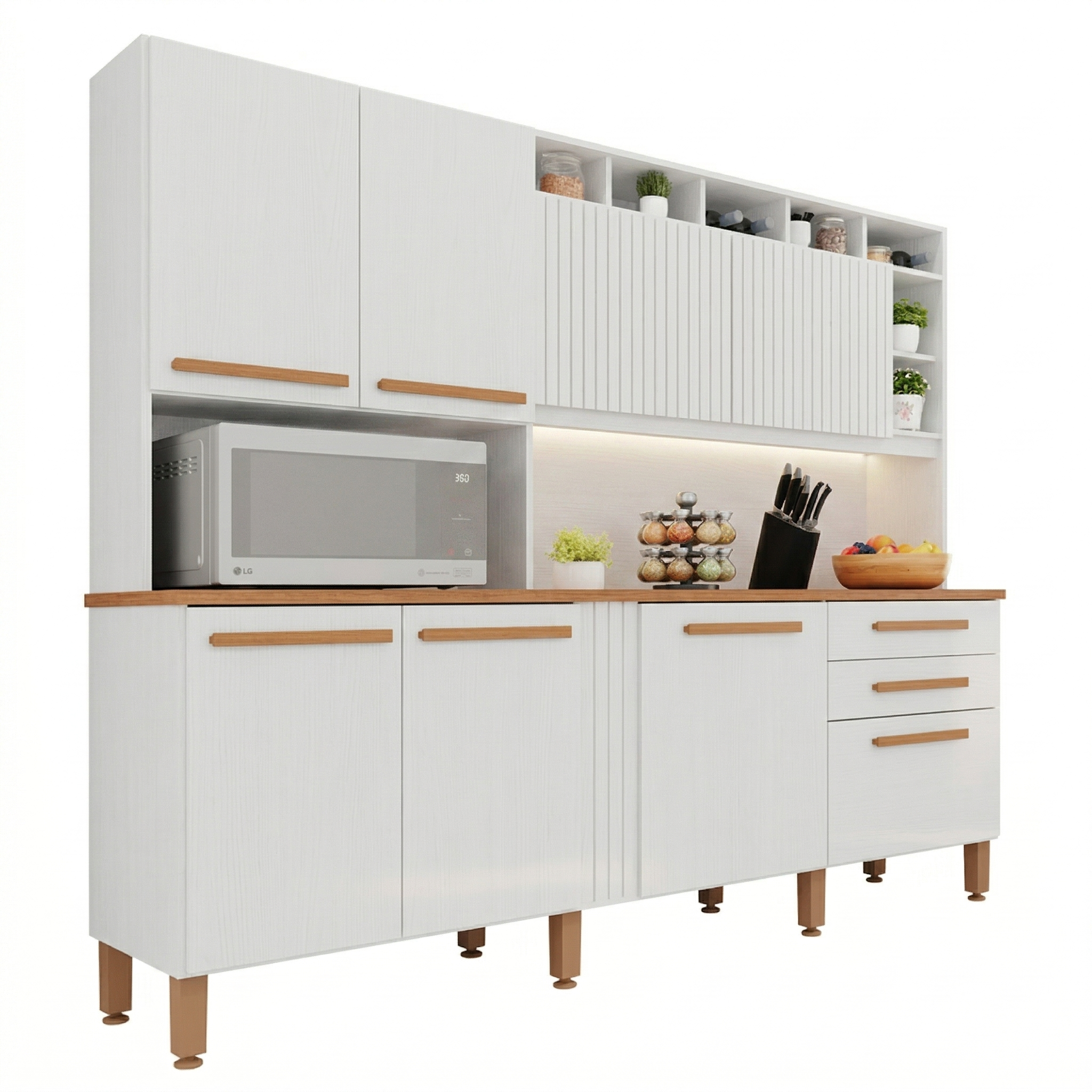 Cozinha Compacta em MDF 8 Portas 2 Gavetas Millena Yescasa