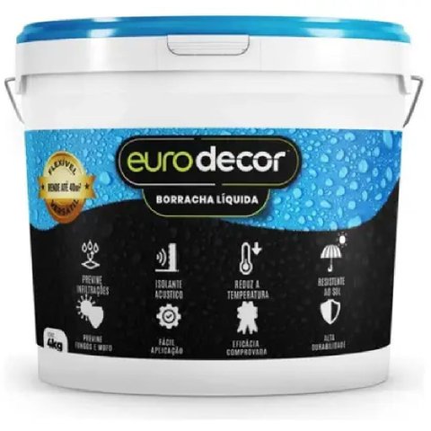 Borracha Liquida 4 Kilo Preta - 03.01.01.0040 - Eurodecor Borracha Liquida 4kg Preta - 03.01.01.0040