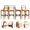 Ver imagem 2 de Kit 4 Banquetas Alta para Bancada Lisboa Encosto Rattan Madeira Imbuia Linho Bege M58 Rmi