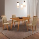 Ver imagem 1 de Mesa de Jantar Copper 120cm Tampo MDF Laminado Canto Copo e 4 Cadeiras Lorena