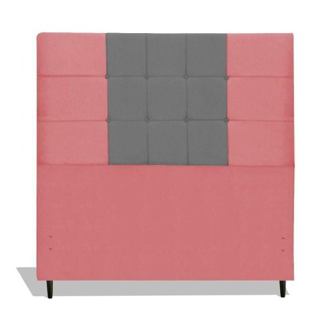 Cabeceira Estofada Box Casal Encosto para Cama Maveric 144x126 Composê Rosa/cinza