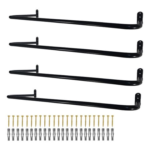 Kit 4 Cabideiros Arara Fixa Parede 1 Metro Lojas Residências Aço Resistente para Organização Roupas
