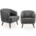 Ver imagem 1 de Kit 02 Poltronas Decorativas com Pés de Madeira Tamara D02 Linho Chumbo D-469 - Lyam Decor