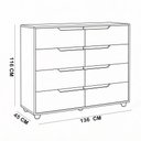 Ver imagem 6 de Cômoda Grande para Quarto 8 Gavetas Biella A04 Flex Cinamomo Off White - Lyam Decor