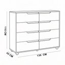 Ver imagem 5 de Cômoda Grande para Quarto 8 Gavetas Biella A04 Flex Cinamomo Off White - Lyam Decor