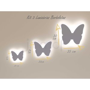 Trio Borboleta Luminosas Decorativas Parede:branco Frio