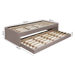 Bicama de Solteiro em Madeira Maciça Bari Revestida Tecido Pavia Bege - Php - 4 Bicama de Solteiro em Madeira Maciça Bari Revestida Tecido Pavia Bege - Php - 4