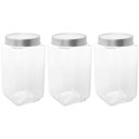 Ver imagem 1 de Kit 3 Potes de Vidro 1,7l Tampa Metal Lyor Gastro Prata Porta Mantimentos Retangular