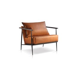 Poltrona Decorativa Couro Ecológico Caramelo Aura - 1