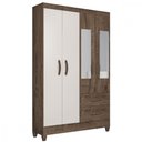 Ver imagem 1 de Guarda-roupa Solteiro Real 4 Portas 2 Gavetas com Espelho Atualle Móveis