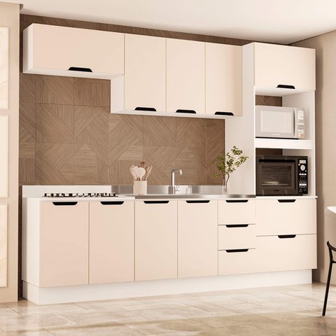 Armário de Cozinha Modulada Completa 5 Peças 270cm sem Tampo 250061 Meena Politorno Móveis