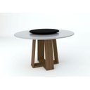 Ver imagem 1 de Mesa Isabela 135x135 com Tampo Giratório - Imbuia/off White/preto