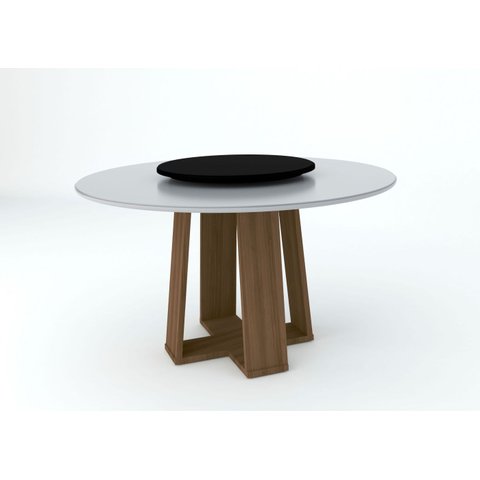Mesa Isabela 135x135 com Tampo Giratório - Imbuia/off White/preto