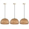 3 Pendente Bamboo de Fibra Natural Artesanal Restaurante Nat04 - 1
