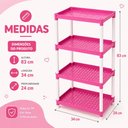 Ver mais imagens de Prateleira Organizadora Rosa 4 Cestos Vazados 83cm Estante Multiuso Brinquedos Banheiro Lavanderia