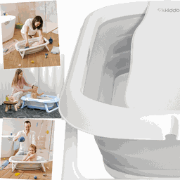 Banheira de Bebe Compacta Dobravel com Suporte Kiddo Flex Cinza - 4