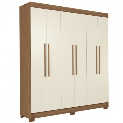 Guarda-roupa Casal Toledo 6 Portas 2 Gavetas Jatoba/areia - Santos Andirá