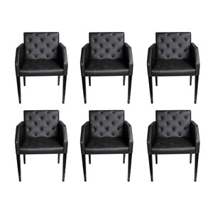 Kit 6 Poltronas Nina Costura Capitonê em Tecido Sintético - Preto