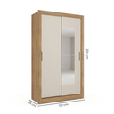 Ver imagem 4 de Guarda Roupa Solteiro com Espelho 2 Portas de Correr 1 Gaveta Cor Flex City Yescasa Capuccino/Off White/Menta