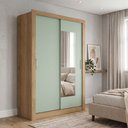 Ver imagem 2 de Guarda Roupa Solteiro com Espelho 2 Portas de Correr 1 Gaveta Cor Flex City Yescasa Capuccino/Off White/Menta