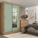 Ver imagem 4 de Guarda-Roupa 2 Portas Correr Dupla Face Reversível com Espelho 120x55x200cm City Capuccino/Menta/Off White