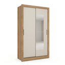 Ver imagem 3 de Guarda Roupa Solteiro com Espelho 2 Portas de Correr 1 Gaveta Cor Flex City Yescasa Capuccino/Off White/Menta