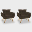 Ver imagem 1 de Conjunto 2 Poltronas Para Sala Opala Pés Palito Suede Ulisses Decor:Marrom