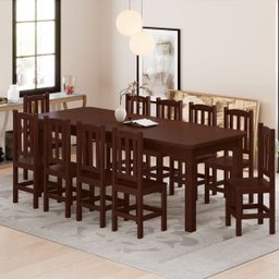 Conjunto Sala de Jantar 220x88 com 10 Cadeiras Diamante - Nemargi:castanho - 2