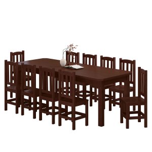 Conjunto Sala de Jantar 220x88 com 10 Cadeiras Diamante - Nemargi:castanho