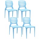 Ver imagem 1 de Kit 04 Cadeiras para Cozinha Área Gourmet Jardim Empilhável Larsen P03 Azul Celeste - Lyam Decor