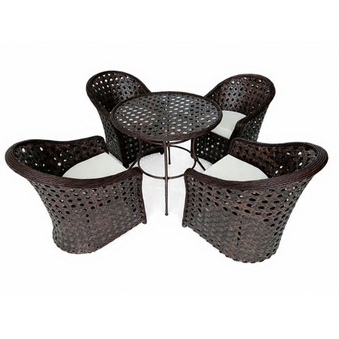 Conjunto Mesa e Cadeiras Minas-fibra Sintética Argila Almofadas Duna Cru-jardim Varanda Área Externa