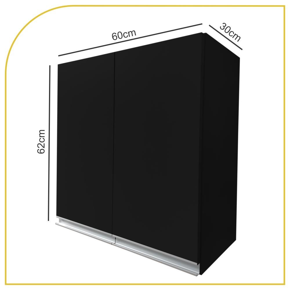 Armário Aéreo Multiuso 60cm 2 Portas 100% Mdf Cor:preto - 2