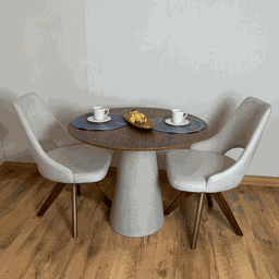 Mesa de Jantar Cone Redonda 60 Cm Tampo Imbuia Base Concreto Base Concreto Tampo Imbuia Personal Art - 3